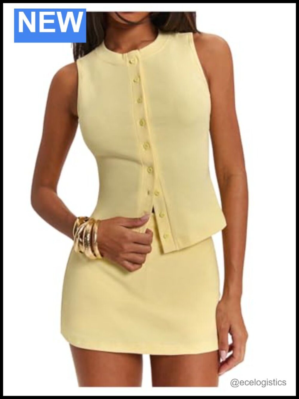 Women's 2 Piece Skirt Set Summer Casual Matching Skort Set Sleeveless Soft